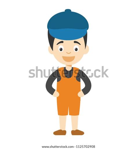 Cute Cartoon Boy Wearing Hat Stock Vector Royalty Free 1125702908
