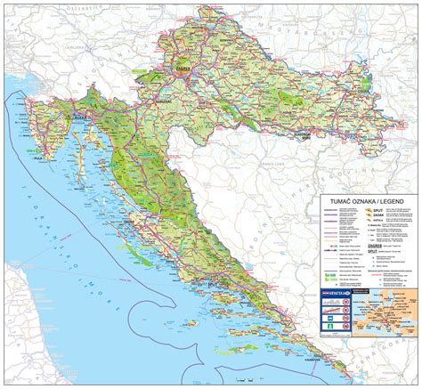 Karta Hrvatske 520 X 480 Mm I Romariohr