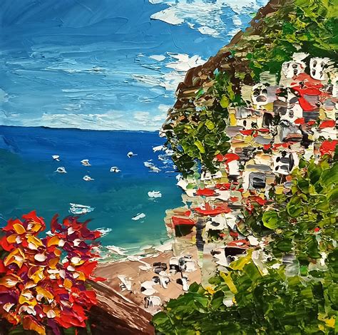 Positano Painting Amalfi Coast Original Impressionist Italian Etsy