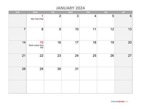 Blank Calendar Printable Jan 2024 Calendar 2024 All Holidays