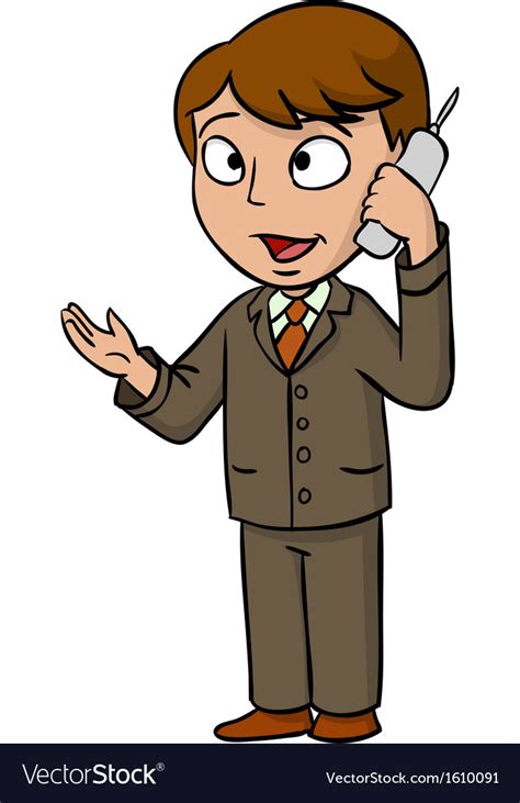 Cartoon Businessman Talking Cell Phone Royalty Free Vector