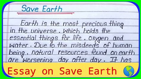 Essay On Save Earth Save Earth Essay In English Write An Essay On Save Earth In English