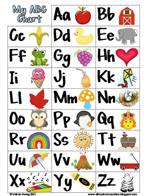 Free Alphabet Chart Printable