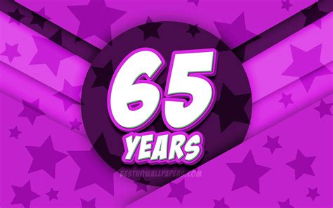 Download Wallpapers 4k Happy 65 Years Birthday Comic 3d Letters
