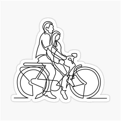 husband and wife riding together simple aesthetic minimalistic figurative continuous monoline