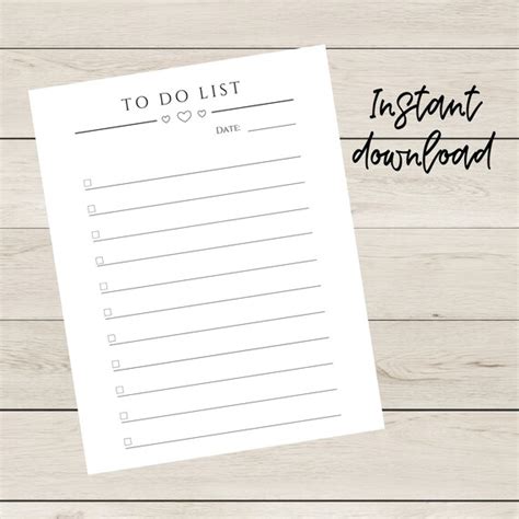 To Do List Printable Daily Task List To Do List Template To Do Etsy