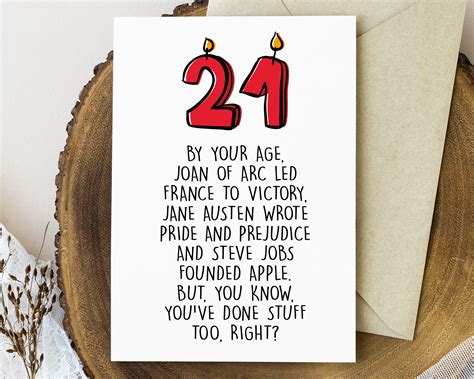 Funny 21st Birthday Card Printable 21st Birthday T For Her Or Him Turning 21 Card For