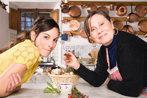 Italian Mother And Daughter In The Kitchen Picture And Hd Photos Free