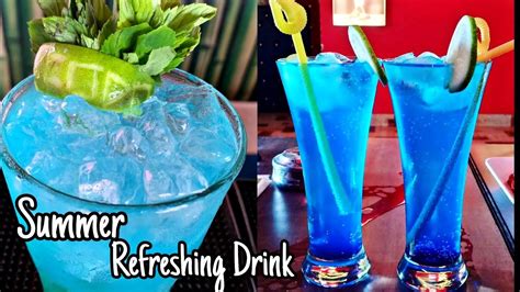 Blue Lagoon Mojitoblue Curacao Lemonaderefreshing Summer Drinks Blue
