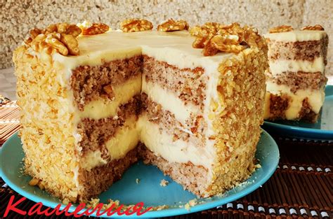 С любов към храната Орехова торта с домашен крем