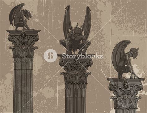 Vector Grunge Gothic Background With Gargoyles Royalty Free Stock Image