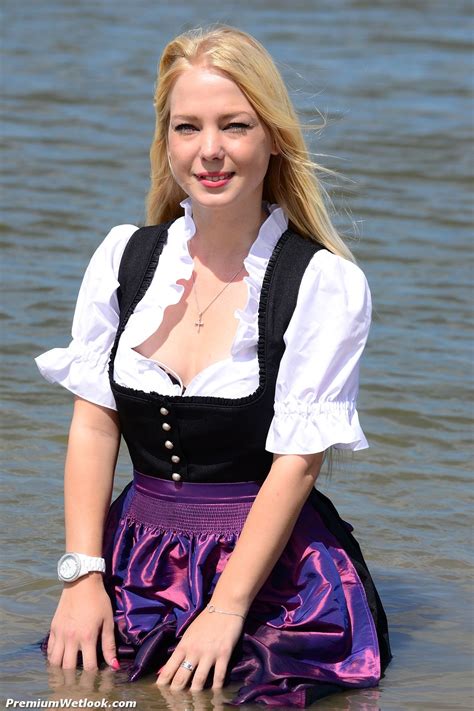 Wet Dress Dirndls Photography Day Maid Outfit Wet Clothes Women Figure Traditional Dresses