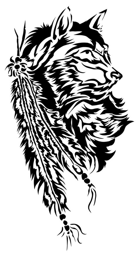 Tribal Wolf And Feathers By Faelis Skribblekitty On Deviantart