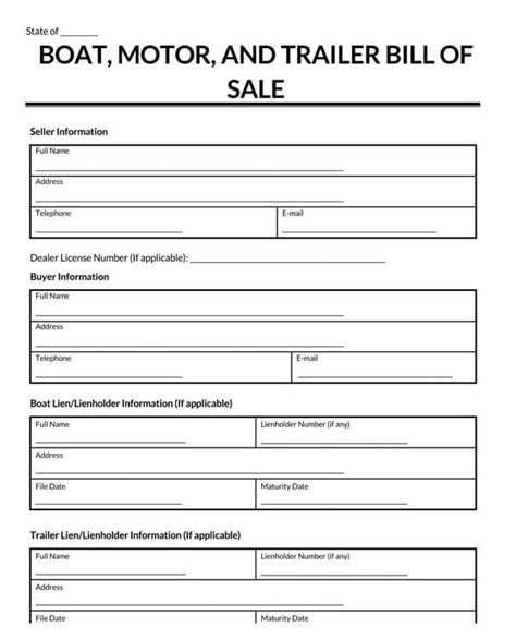 Bill Of Sale For Boat And Trailer Fill Online Printable Fillable Blank