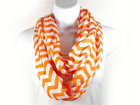 Orange Jersey Knit Chevron Infinity Scarf