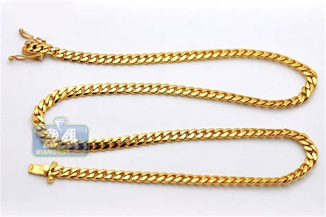Pure 24k Yellow Gold Miami Cuban Link Mens Solid Chain 6 Mm