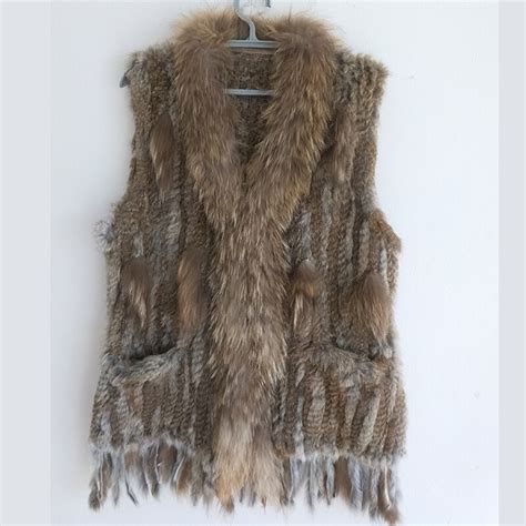 Women Knitted Fur Vests And Waistcoats For 2018 Lady Elegant Spring