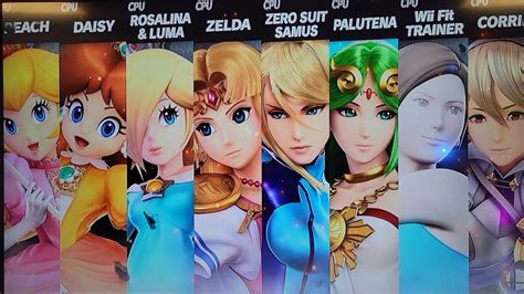 Ssbu Peach Vs Daisy Vs Rosalina Vs Zelda Vs Zero Suit Samus Vs Palutena Vs Wii Fit Trainer Vs