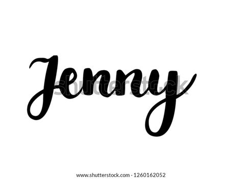 Female Name Jenny Handwritten Lettering Black เวกเตอร์สต็อก ปลอดค่า
