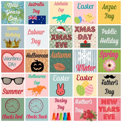 Free Printable Planner Diary Stickers Australian Occasions Holidays