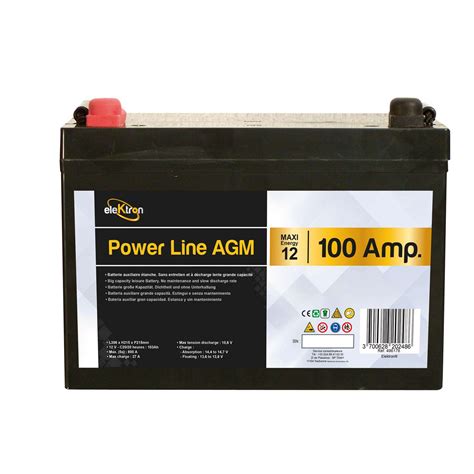 Batteria Power Line Agm 100ah Lunghxaltxprof 306 X 215 X 169 Mm