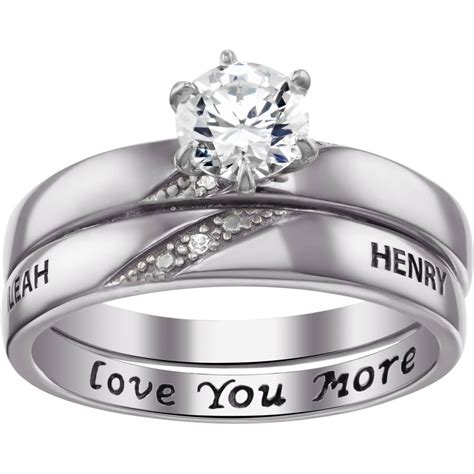 Online Personalized Round Cz And Diamond Sterling Silver Engraved 2