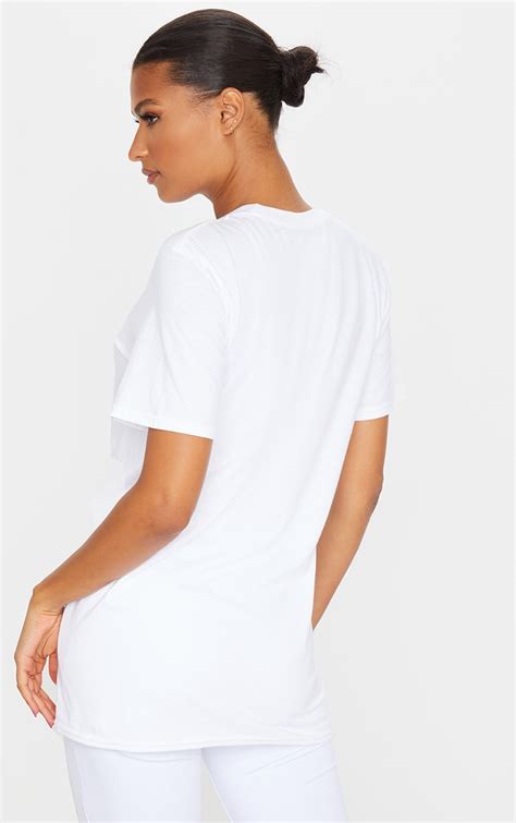 Prettylittlething White Slogan Oversized T Shirt Prettylittlething Aus
