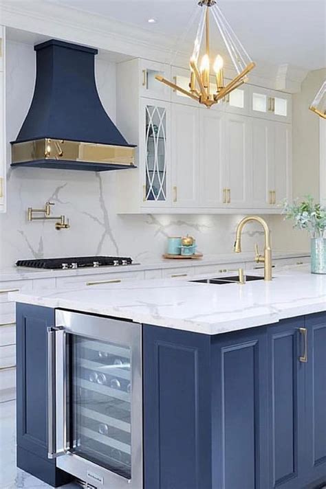 Gold, also called golden, is a color. 25 Stylish And Inspiring Blue And White Kitchens - DigsDigs