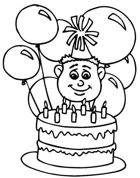 Birthday Cake And Balloons Coloring Pages | Best Place to Color