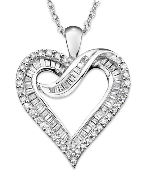 Macys Diamond Heart Necklace In 14k White Gold Or 14k Gold 12 Ct T