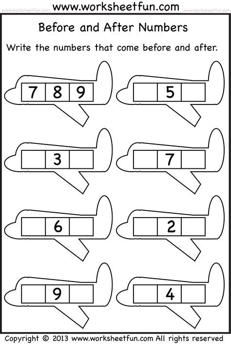 After Number Worksheet For Kindergarten