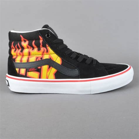 Thrasher's unmistakable flaming logo and vans's iconic checkerboard design are just two of the recurring motifs. Vans x Thrasher Sk8-Hi Pro Skate Shoes - (Thrasher)/Black ...