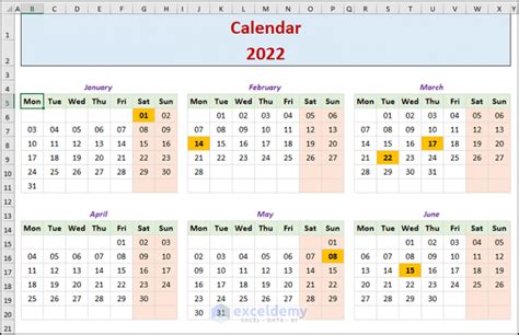 How To Create A Yearly Calendar In Excel With Easy Steps