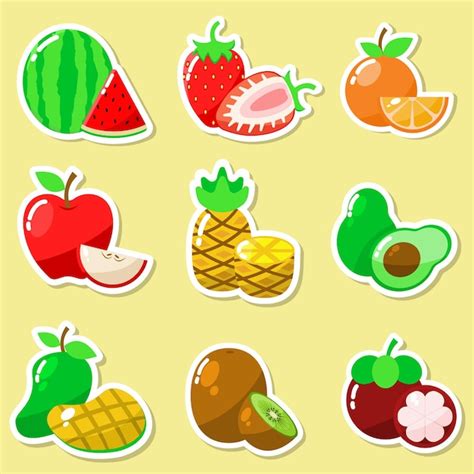 Premium Vector Set Of Fresh Fruit Sticker