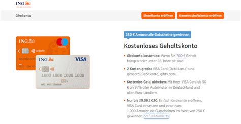 Was hat das online banking bei der ing zu bieten? Girokonto-Aktion bei der ING: 1000 x 250 Euro Amazon ...