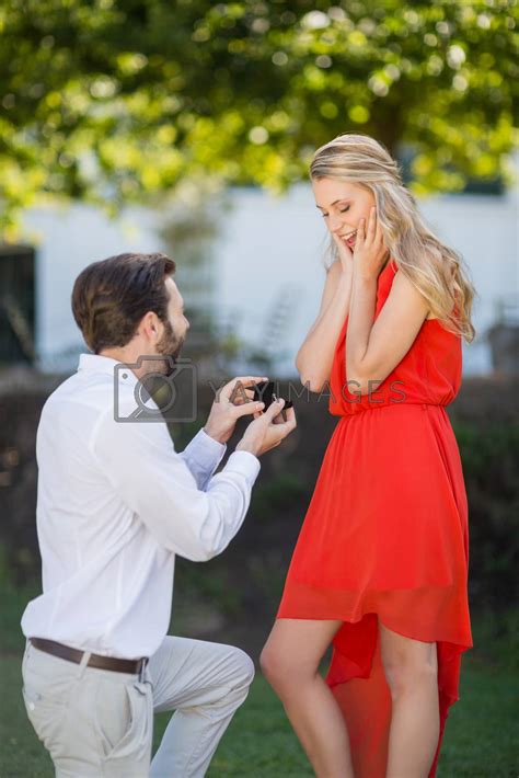 Man Proposing A Woman With A Ring On His Knee By Wavebreakmedia Vectors