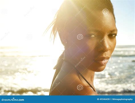 Beautiful Black Woman Posing At The Beach Stock Photo Image Of Model
