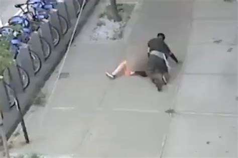 Terrifying Moment Perv Jumps On Woman Tackles Her To The Ground And