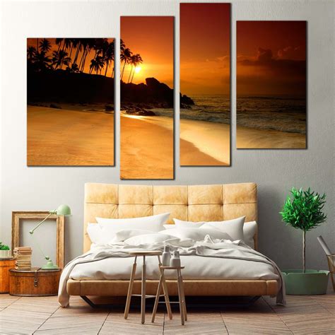 Ocean Beach Canvas Print Coconut Palms Black Tropical Seascape Canvas Beach Canvas Seascape