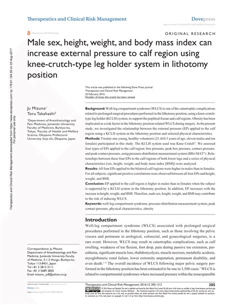 Pdf Male Sex Height Weight And Body Mass Index Can Increase