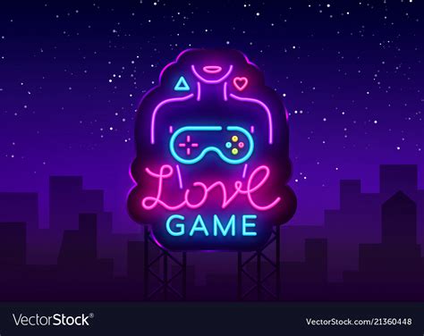 Video Games Conceptual Logo Love Game Neon Vector Image
