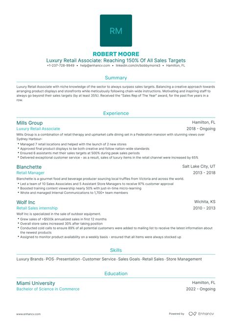 Luxury Retail Resume Examples Guide For