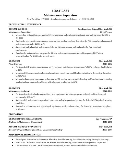 4 Maintenance Technician Resume Examples For 2024 Resume Worded