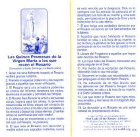 Aug 18, 2016 · modo de rezarlo / how to pray the rosary. OLRL: The 15 Promises for Praying the Rosary (Spanish)