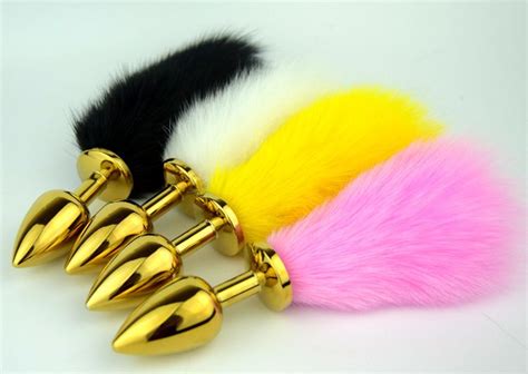 Gold Stainless Steel Metal Anal Plug Toys Small Size Sexy Rabbit Tail
