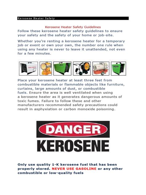 Kerosene Heater Safety Pdf Kerosene Chemistry