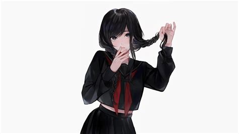 Anime Girl Black Hair Ponytail Gambarku