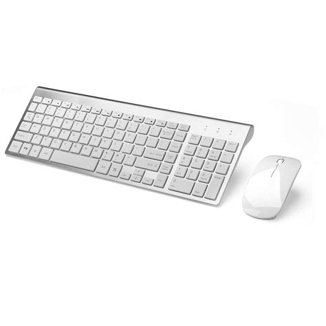 Silver Wireless Keyboard And Mouse Combo Set 24g For Mac Apple Pc Long