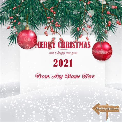 Merry Christmas And Happy New Year 2021 Card With Name Edit