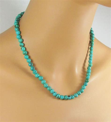 Genuine Turquoise Beaded Necklace Turquoise Necklace Etsy